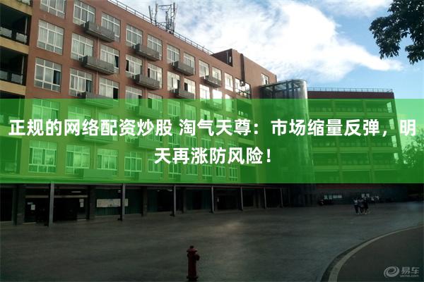 正规的网络配资炒股 淘气天尊：市场缩量反弹，明天再涨防风险！