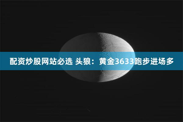 配资炒股网站必选 头狼:黄金3633跑步进场多