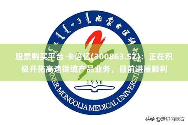 股票购买平台 卡倍亿(300863.SZ)：正在积极开拓高速铜缆产品业务，目前进展顺利