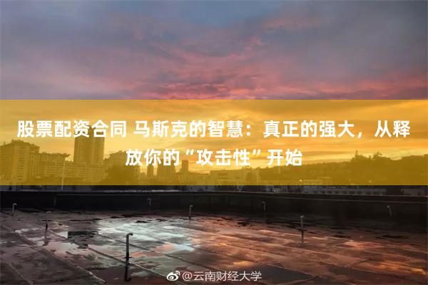 股票配资合同 马斯克的智慧：真正的强大，从释放你的“攻击性”开始