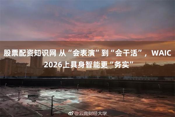 股票配资知识网 从“会表演”到“会干活”，WAIC 2026上具身智能更“务实”