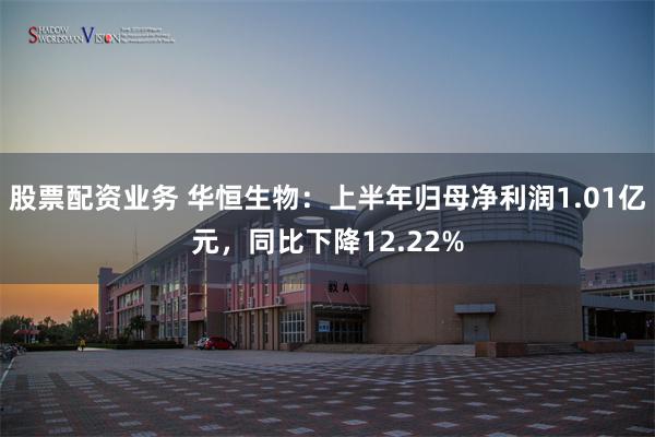 股票配资业务 华恒生物：上半年归母净利润1.01亿元，同比下降12.22%