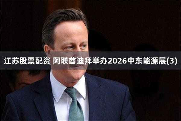 江苏股票配资 阿联酋迪拜举办2026中东能源展(3)